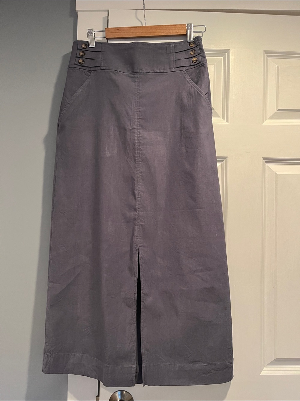 Anthropologie Slate Gray Maxi Skirt with Front Slit
